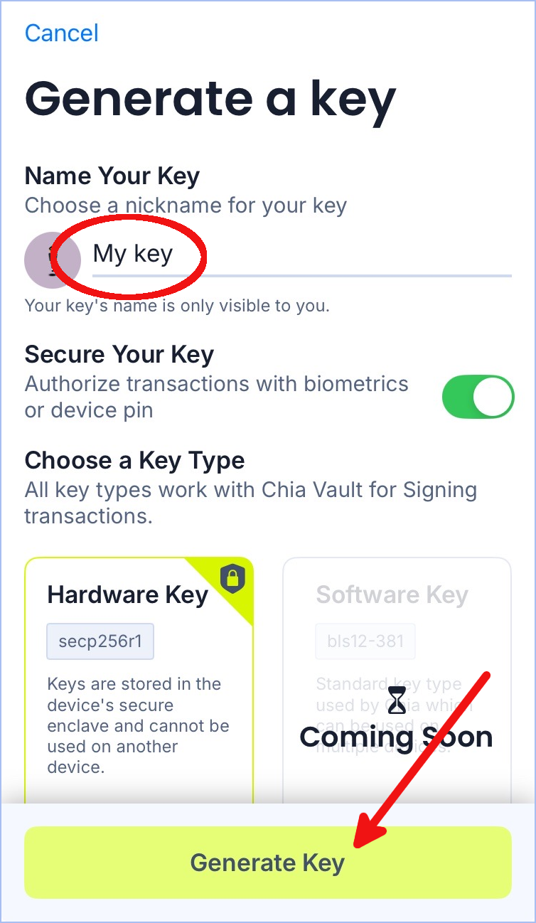 Generate a hardware key
