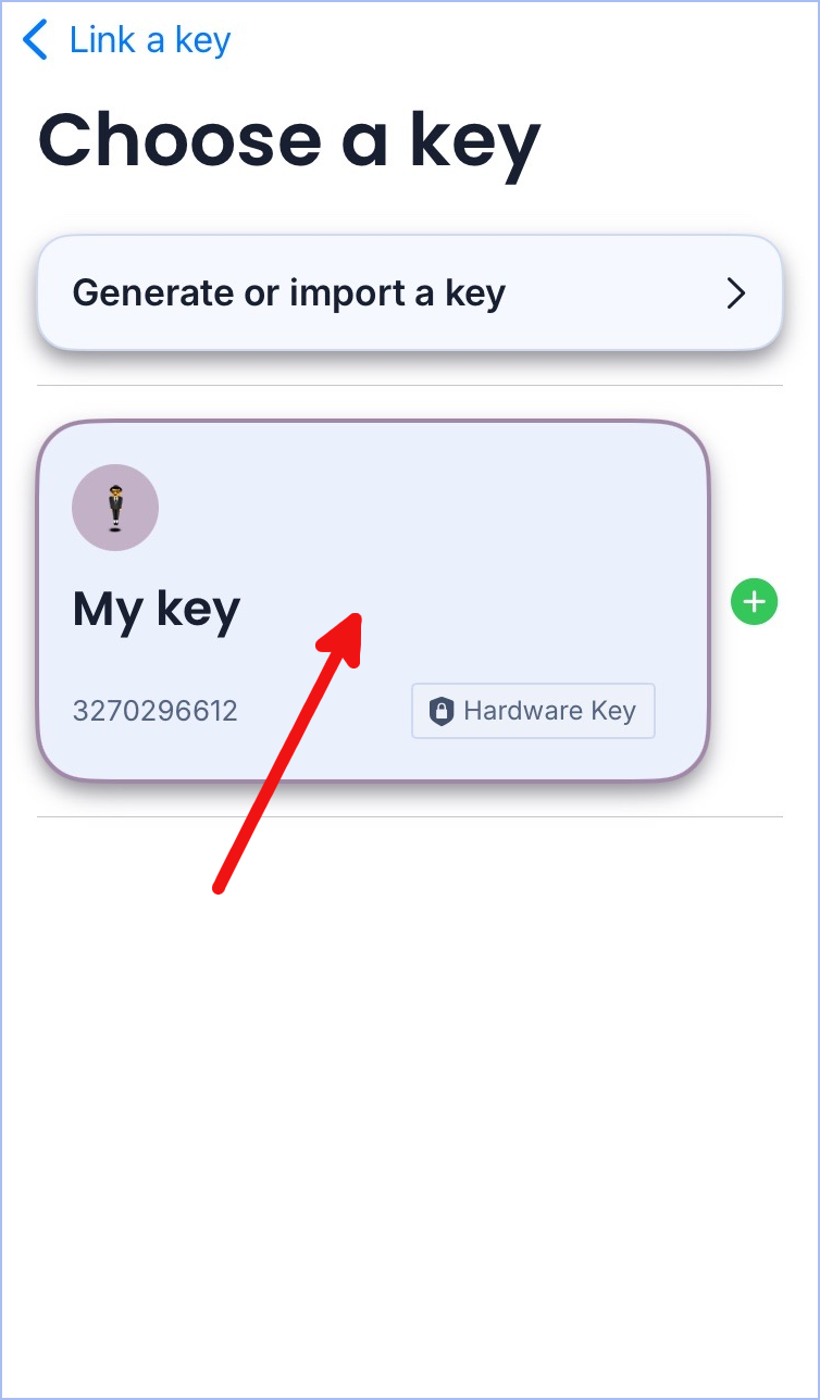 Tap your new key