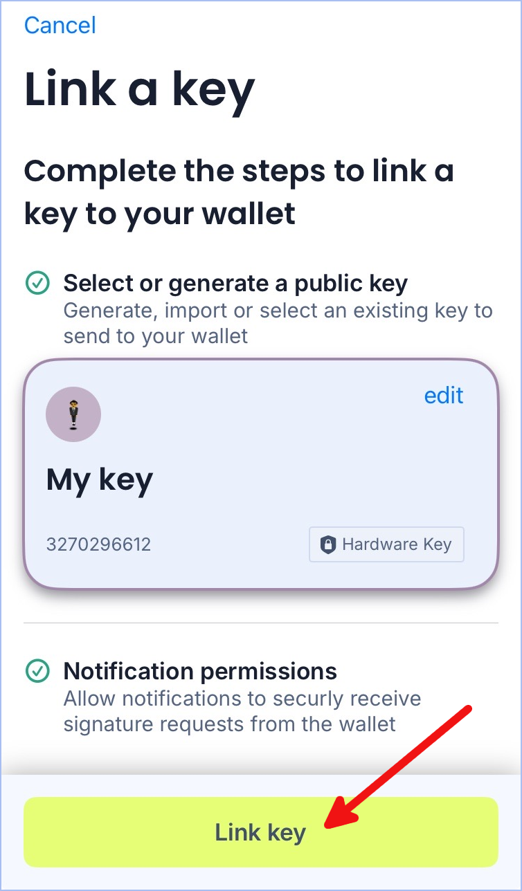Link your key to your vault