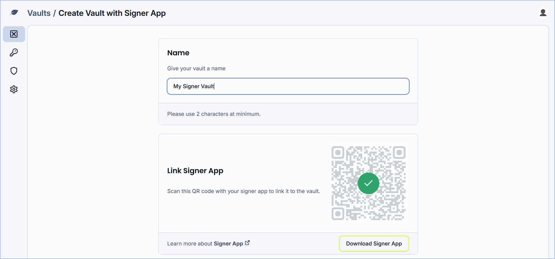 Signer successfully linked